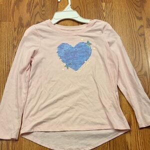 Cat & Jack Light Pink Long Sleeve with Blue Heart
